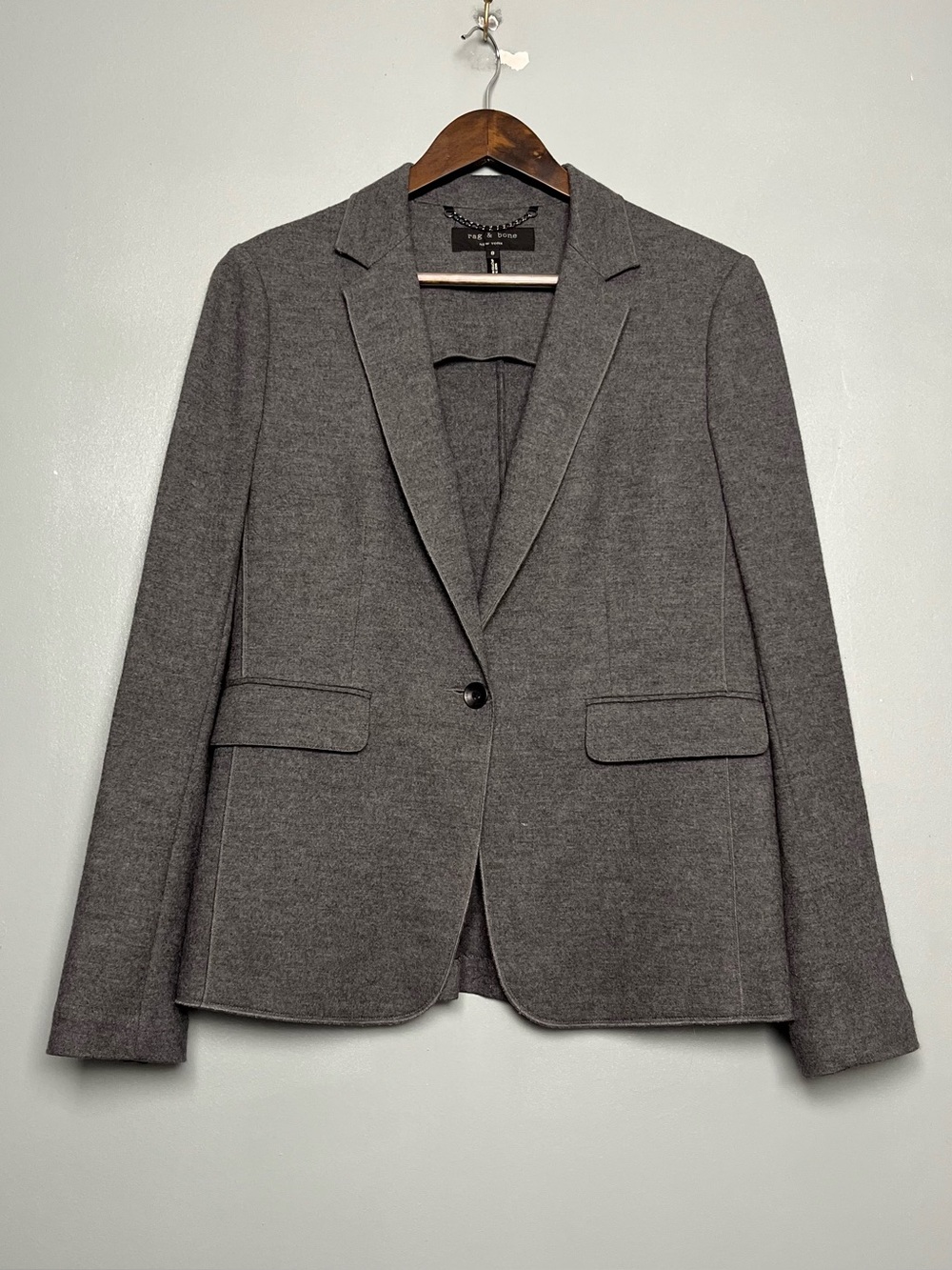 Rag & Bone Deconstructed Razor Button Blazer Gray Wool Jacket Women’s Size 8